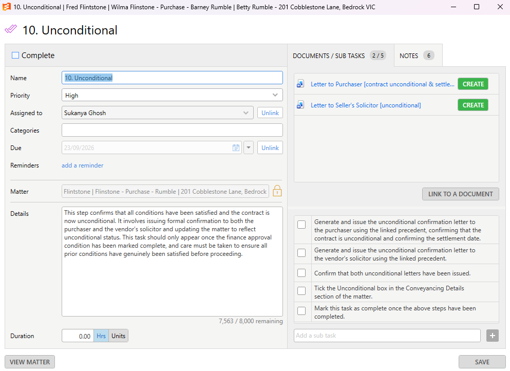 VIC Purchase Unconditional step with linked precedents VIC Purchase Unconditional step with linked precedents